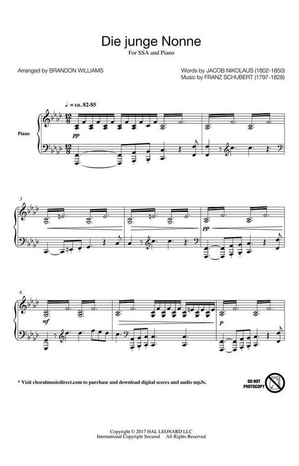 Die Junge Nonne&nbsp;&nbsp;for female choir (SSA) and piano&nbsp;&nbsp;choral score