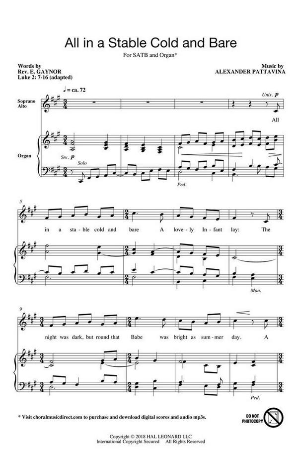 All in a Stable Cold and Bare&nbsp;&nbsp;SATB&nbsp;&nbsp;Chorpartitur