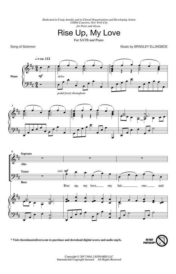 Bradley Ellingboe, Rise Up, My Love&nbsp;&nbsp;SATB&nbsp;&nbsp;Chorpartitur