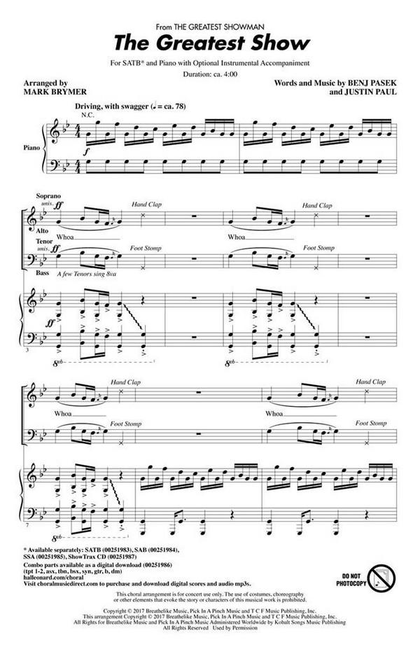 Benj Pasek, The Greatest Show - ShowTrax CD&nbsp;&nbsp;Chor&nbsp;&nbsp;CD