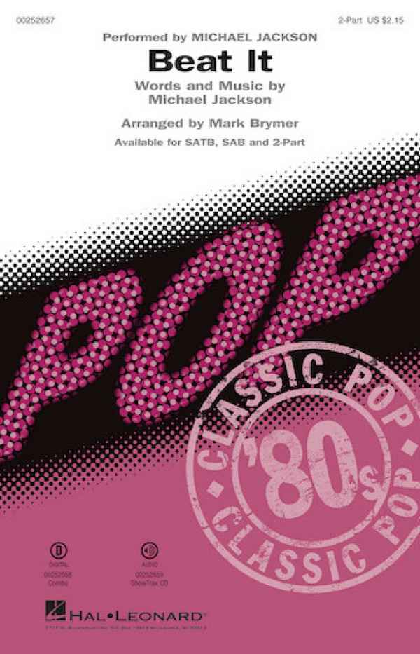 Beat It&nbsp;&nbsp;for 2-part chorus and piano&nbsp;&nbsp;chorus score