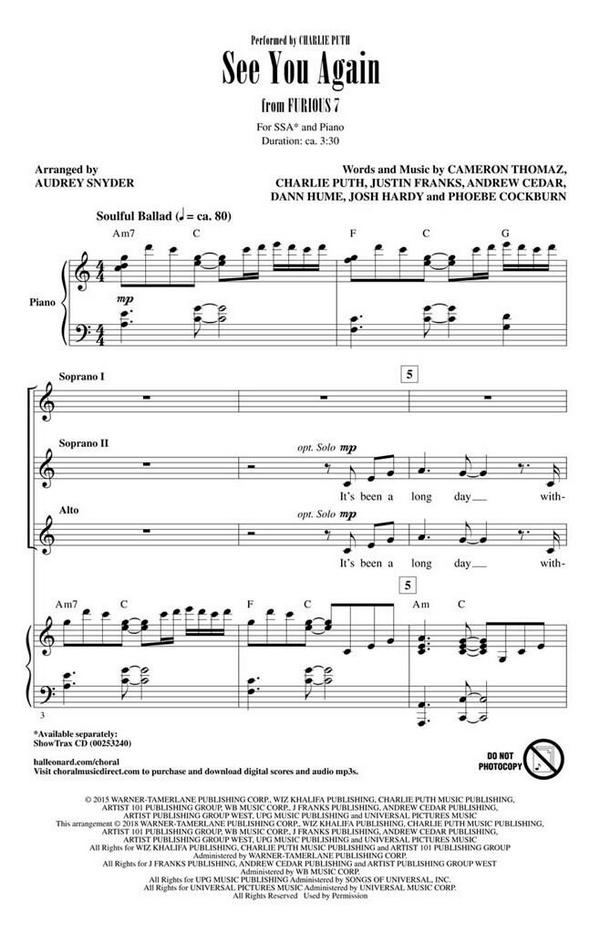 Andrew Cedar_Cameron Thomaz_Charlie Puth_Dann Hume_Josh Hardy_Justin F&nbsp;&nbsp;Chor&nbsp;&nbsp;CD