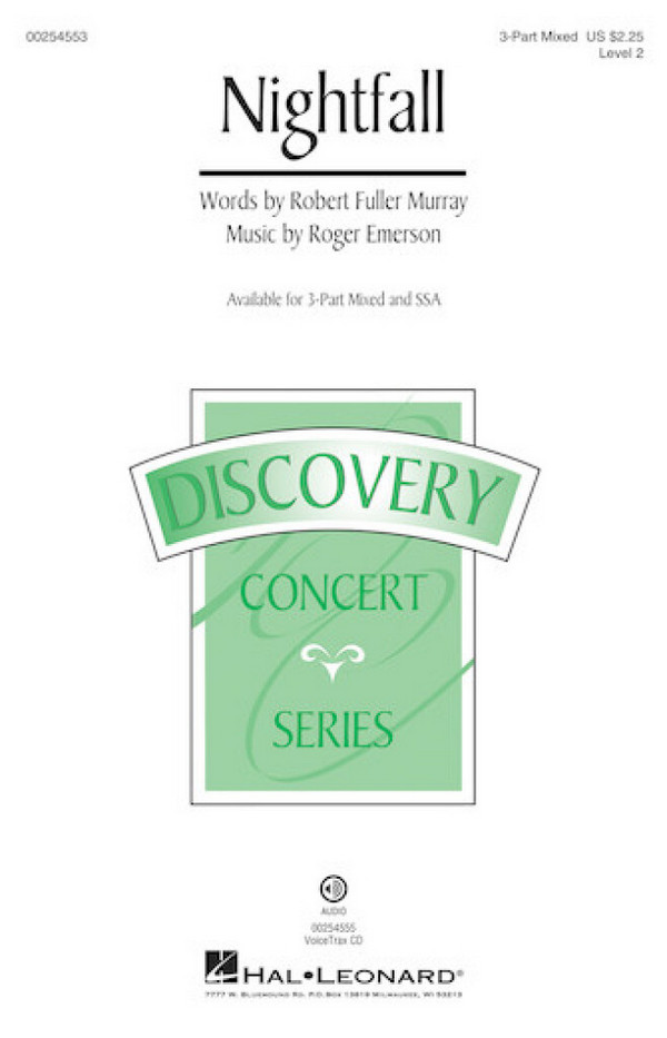 Nightfall&nbsp;&nbsp;for 3-part choir and piano with opt. tick-tock-block&nbsp;&nbsp;choral score