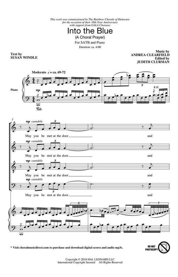 Andrea Clearfield, Into the Blue: A Choral Prayer&nbsp;&nbsp;SATB&nbsp;&nbsp;Chorpartitur