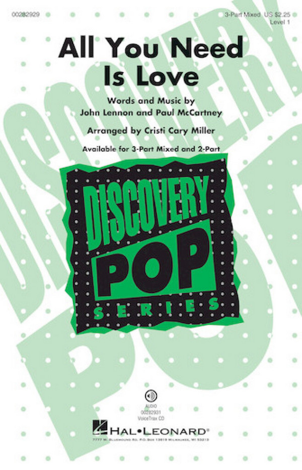 All You Need Is Love&nbsp;&nbsp;for 3-part choir and piano&nbsp;&nbsp;choral score 