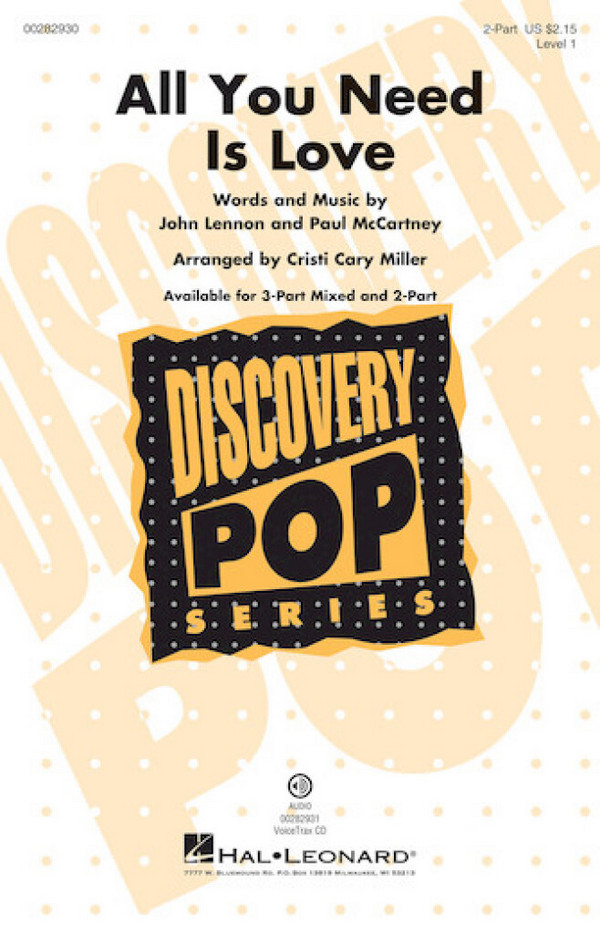 All You need is Love  for 2-part choir and piano  score