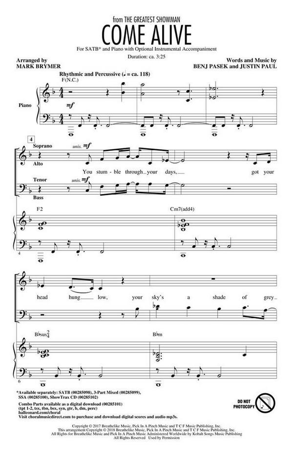 Benj Pasek_Justin Paul, Come Alive&nbsp;&nbsp;Chor&nbsp;&nbsp;CD