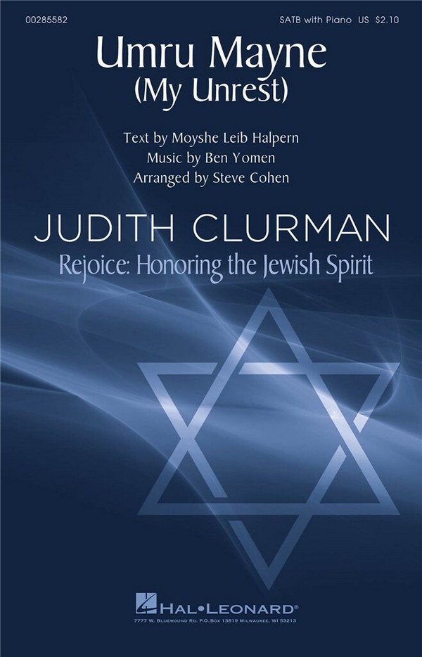 Ben Jomen, Umru Mayne (My Unrest)&nbsp;&nbsp;SATB&nbsp;&nbsp;Chorpartitur