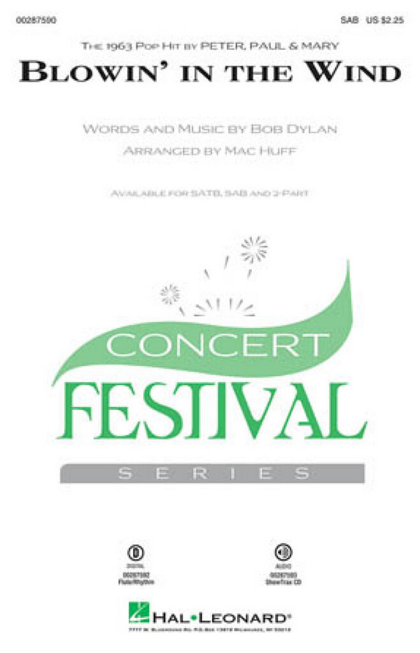Blowin' in the Wind&nbsp;&nbsp;SAB&nbsp;&nbsp;Chorpartitur