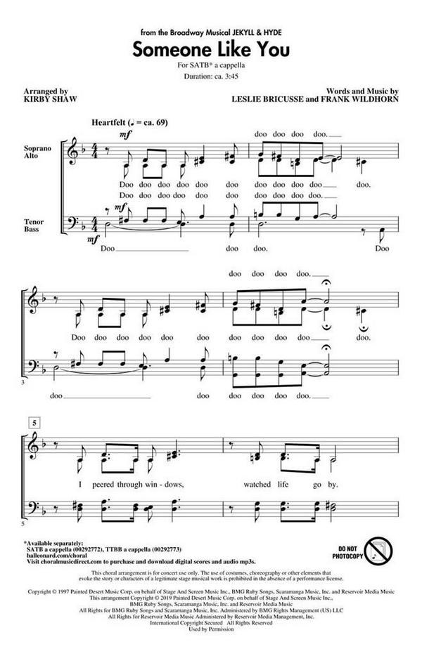 Someone Like You&nbsp;&nbsp;for mixed choir a cappella&nbsp;&nbsp;choral score