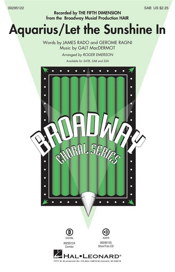 Aquarius/Let the Sunshine In&nbsp;&nbsp;SAB&nbsp;&nbsp;Chorpartitur