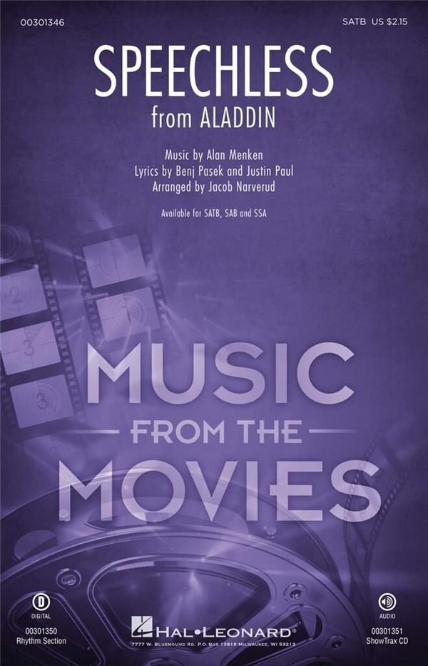 Alan Menken, Speechless (from Aladdin)&nbsp;&nbsp;SATB&nbsp;&nbsp;Chorpartitur