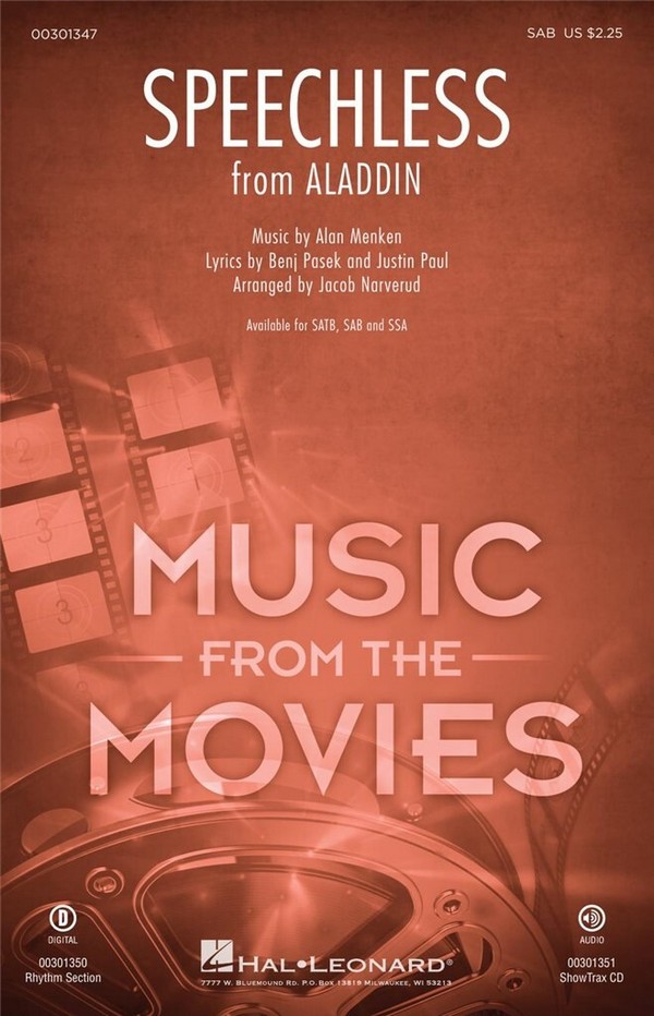 Alan Menken, Speechless (from Aladdin)&nbsp;&nbsp;SAB&nbsp;&nbsp;Chorpartitur