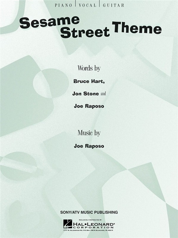 Bruce Hart_Joe Raposo_Jon Stone, Sesame Street Theme&nbsp;&nbsp;Piano, Vocal and Guitar&nbsp;&nbsp;Buch