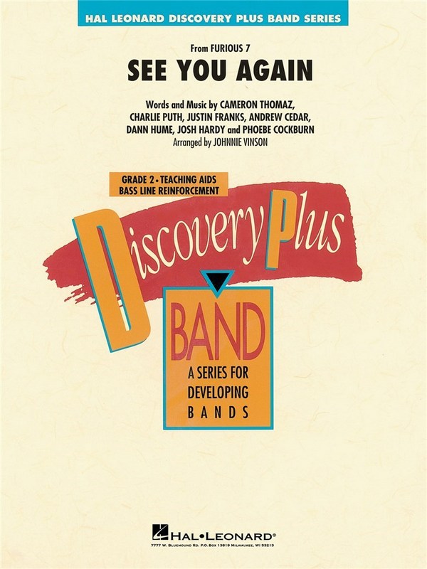 See You Again&nbsp;&nbsp;Concert Band/Harmonie&nbsp;&nbsp;Partitur