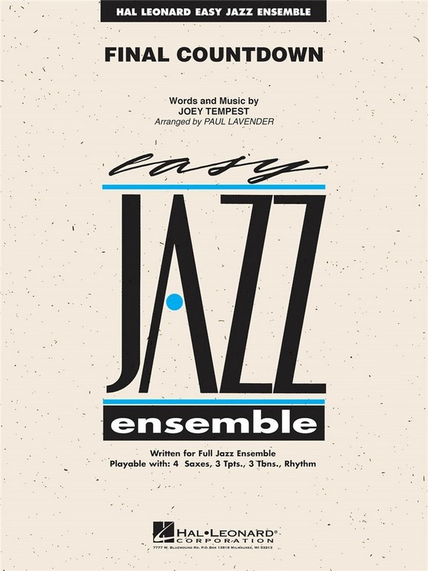 Final Countdown&nbsp;&nbsp;for easy jazz ensemble&nbsp;&nbsp;score and parts
