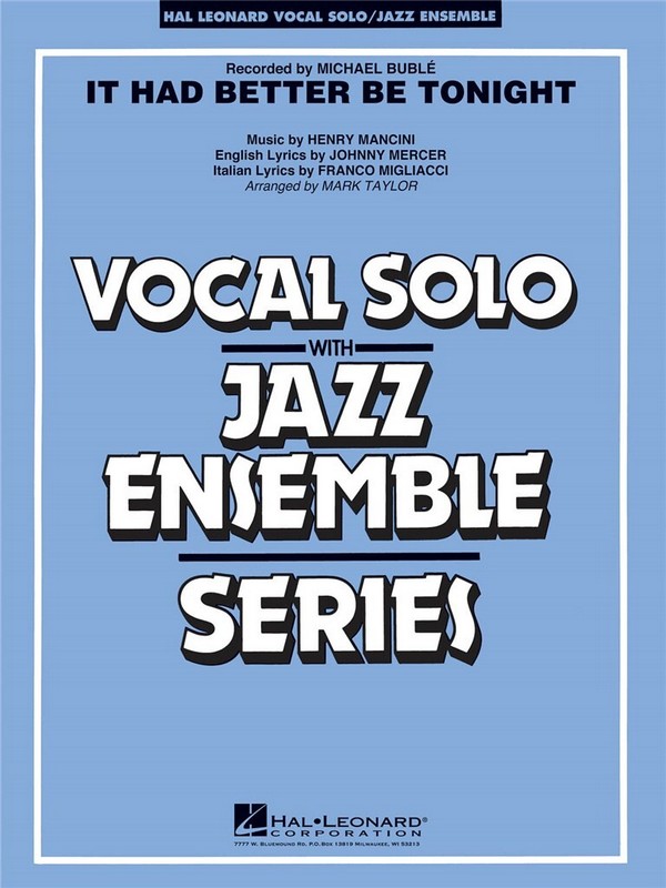 It Had Better Be Tonight  for vocal solo and jazz ensemble  score and parts