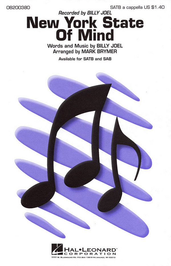 Billy Joel, New York State of Mind&nbsp;&nbsp;SATB a Cappella&nbsp;&nbsp;Chorpartitur