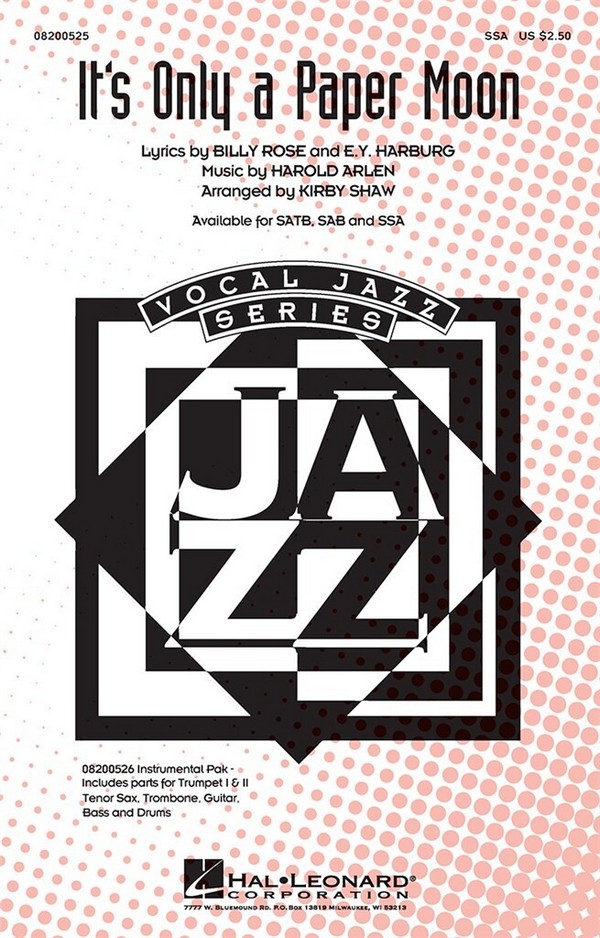 Billy Rose_Yip Harburg_Harold Arlen, It's Only a Paper Moon&nbsp;&nbsp;SSA&nbsp;&nbsp;Chorpartitur