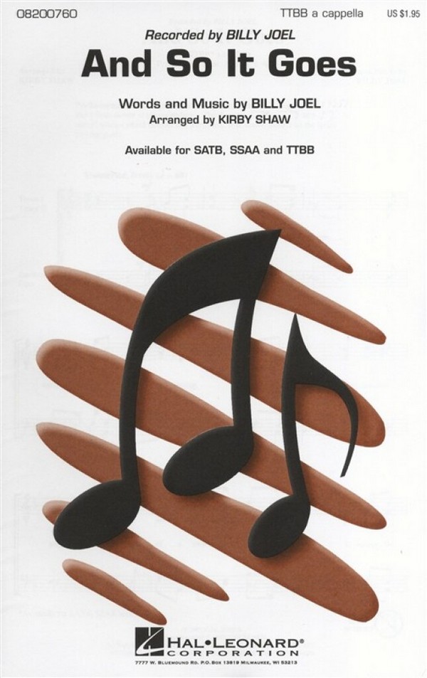 And So It Goes&nbsp;&nbsp;for male choir and piano&nbsp;&nbsp;choral score