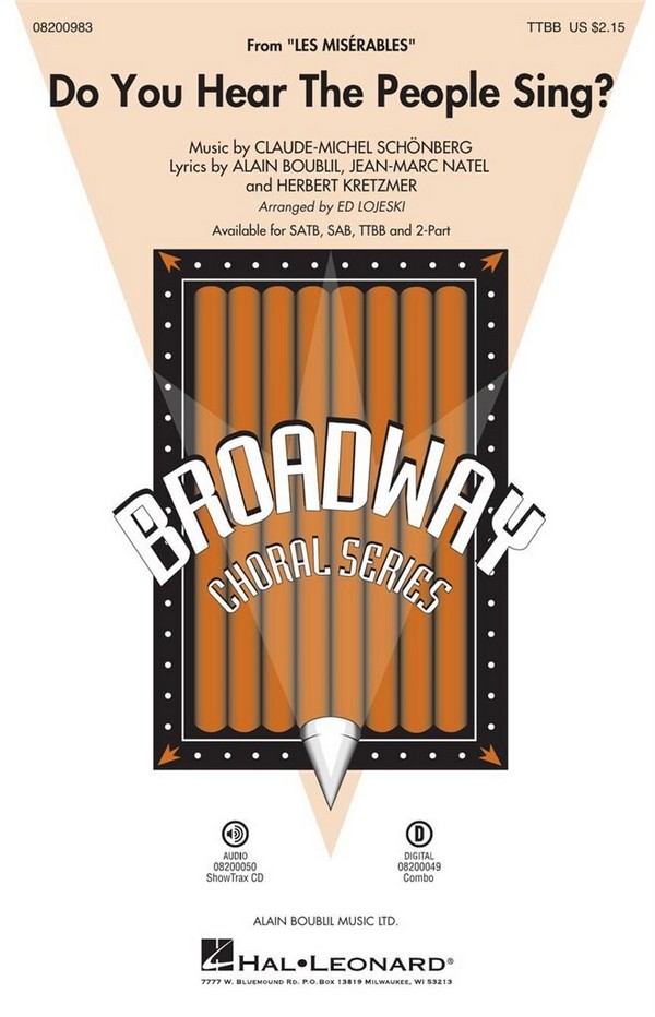 Alain Boublil_Claude-Michel Schönberg_Herbert Kretzmer_Jean-Marc Natel&nbsp;&nbsp;TTBB and Piano&nbsp;&nbsp;Chorpartitur