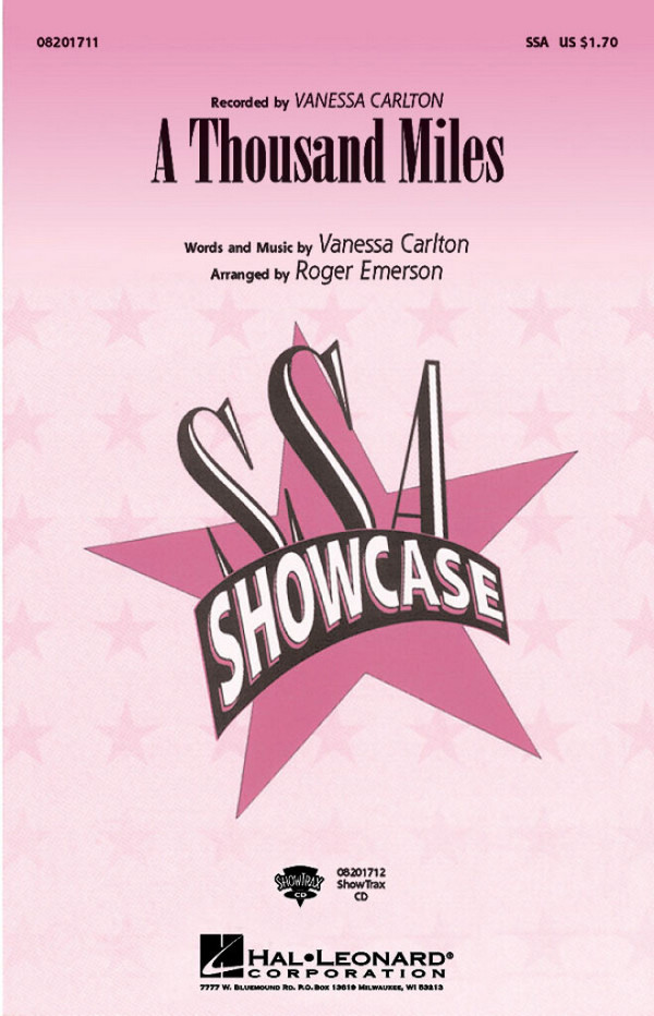 A Thousand Miles&nbsp;&nbsp;SSA&nbsp;&nbsp;Chorpartitur