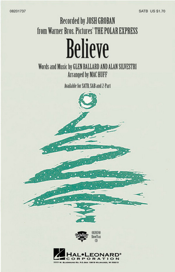 Believe&nbsp;&nbsp;SATB and Piano&nbsp;&nbsp;Chorpartitur