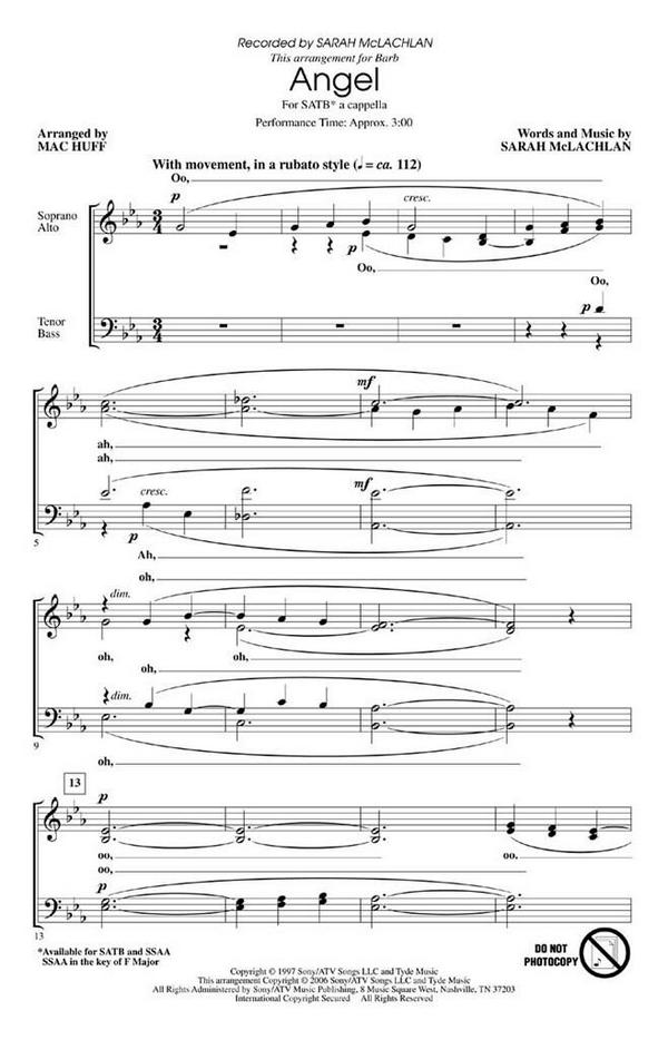 Angel&nbsp;&nbsp;SATB&nbsp;&nbsp;Chorpartitur