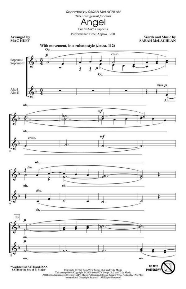 Angel (a.c.)&nbsp;&nbsp;SSAA&nbsp;&nbsp;Chorpartitur