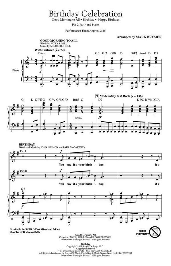 Birthday Celebration&nbsp;&nbsp;2-Part Choir&nbsp;&nbsp;Chorpartitur