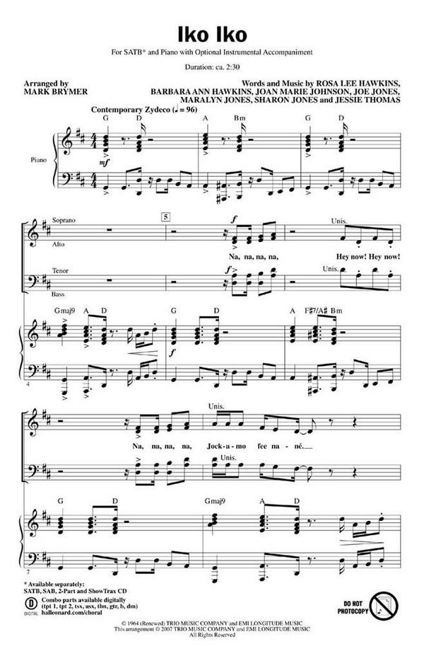Barbara Ann Hawkins_Jessie Thomas_Joan Marie Johnson_Joe Jones_Maralyn&nbsp;&nbsp;SATB&nbsp;&nbsp;Chorpartitur