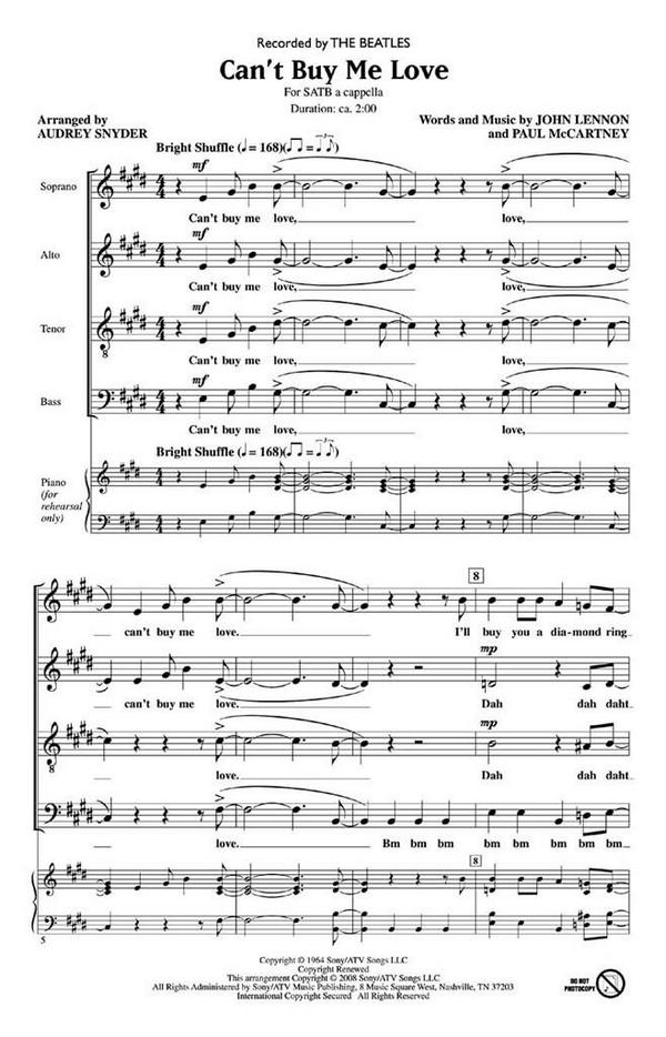 Can't Buy Me Love&nbsp;&nbsp;SATB&nbsp;&nbsp;Chorpartitur