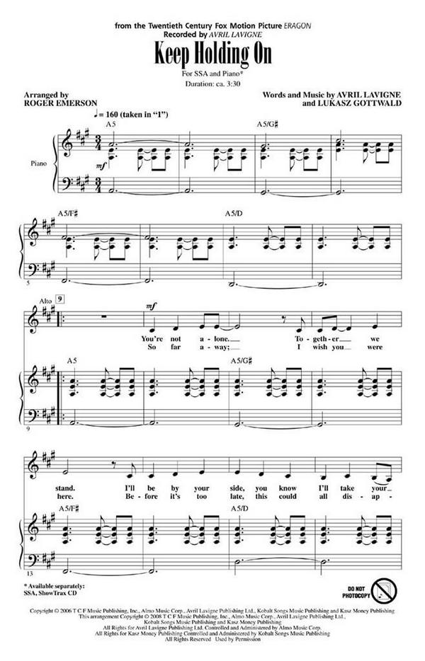 Avril Lavigne_Lukasz Gottwald, Keep Holding On&nbsp;&nbsp;Chor&nbsp;&nbsp;CD