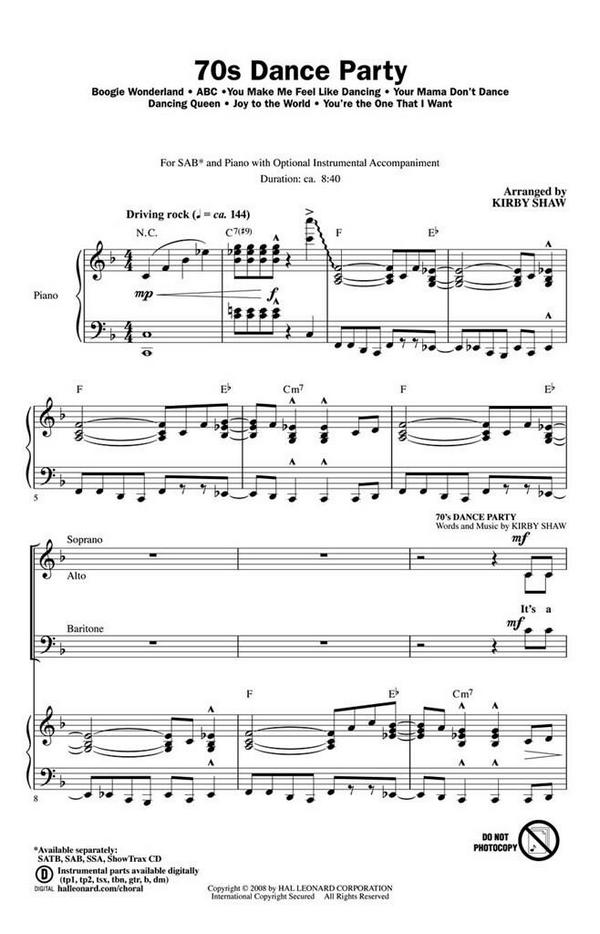 7s Dance Party&nbsp;&nbsp;SAB&nbsp;&nbsp;Chorpartitur