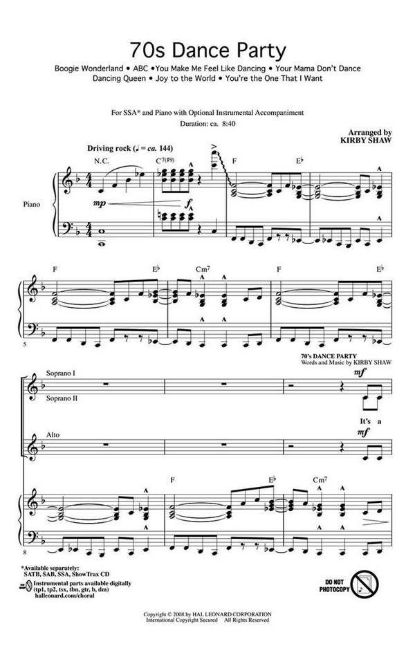 7s Dance Party&nbsp;&nbsp;SSA&nbsp;&nbsp;Chorpartitur