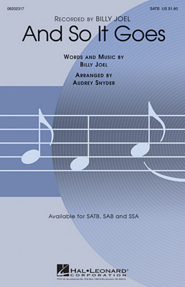 And So It Goes&nbsp;&nbsp;for mixed chorus and piano&nbsp;&nbsp;chorus score