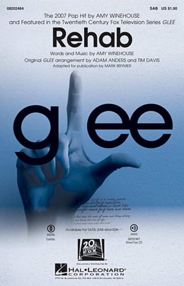 Amy Winehouse, Rehab (from Glee)&nbsp;&nbsp;SSA and Piano&nbsp;&nbsp;Chorpartitur