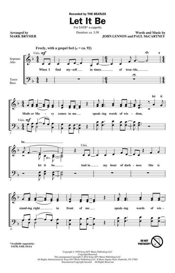 Let it be&nbsp;&nbsp;for mixed chorus a cappella&nbsp;&nbsp;score