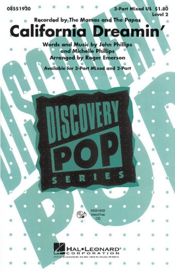 California Dreamin'&nbsp;&nbsp;3-Part Choir&nbsp;&nbsp;Chorpartitur