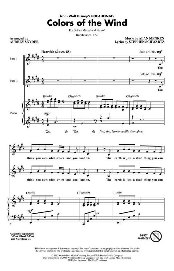 Alan Menken_Stephen Schwartz, Colors of the Wind&nbsp;&nbsp;Chor&nbsp;&nbsp;CD