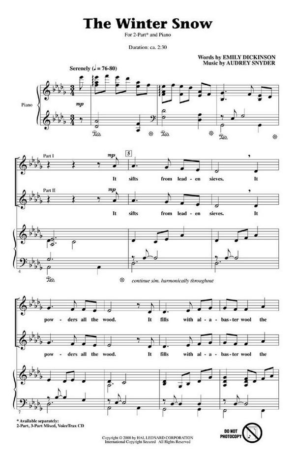 Audrey Snyder, The Winter Snow&nbsp;&nbsp;2-Part Choir&nbsp;&nbsp;Chorpartitur