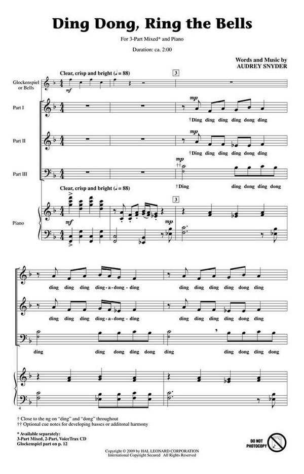 Audrey Snyder, Ding Dong, Ring the Bells&nbsp;&nbsp;3-Part Choir&nbsp;&nbsp;Chorpartitur