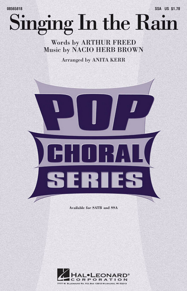 Singing in the Rain  for female chorus, piano accompaniment, guitar, bass and drums ad lib  vocal score (en)