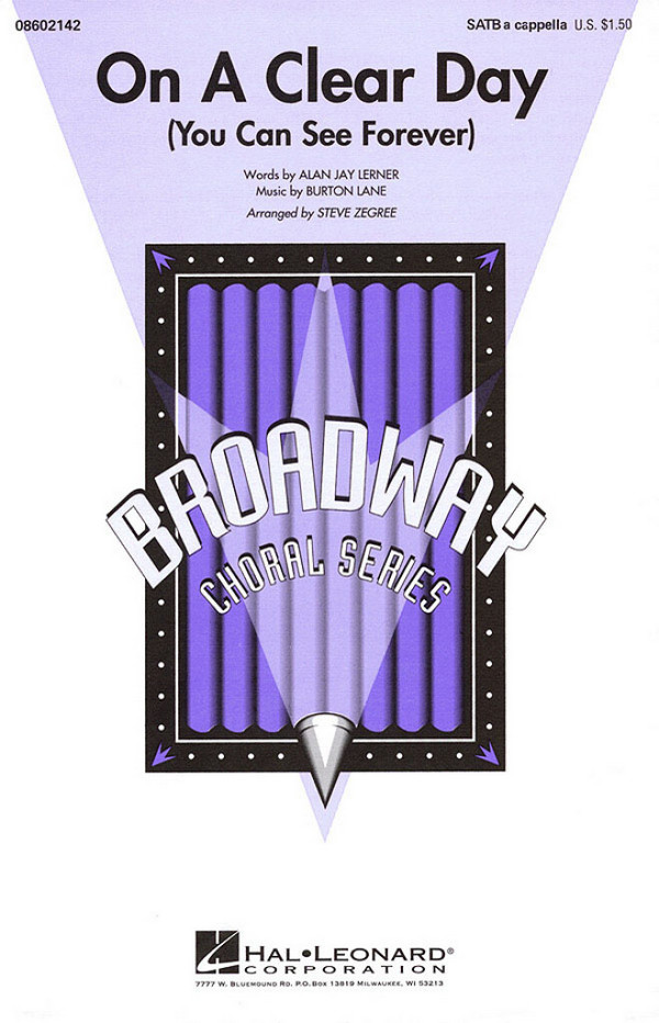 Alan Jay Lerner_Burton Lane, On a clear day&nbsp;&nbsp;SATB&nbsp;&nbsp;Chorpartitur