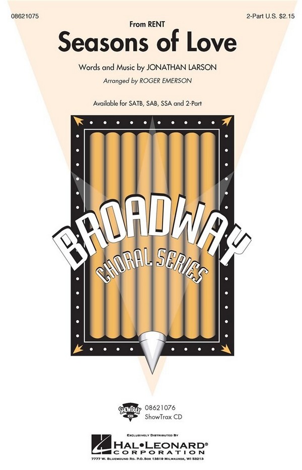 Seasons of Love from Rent&nbsp;&nbsp;for 2-part choir&nbsp;&nbsp;choral score