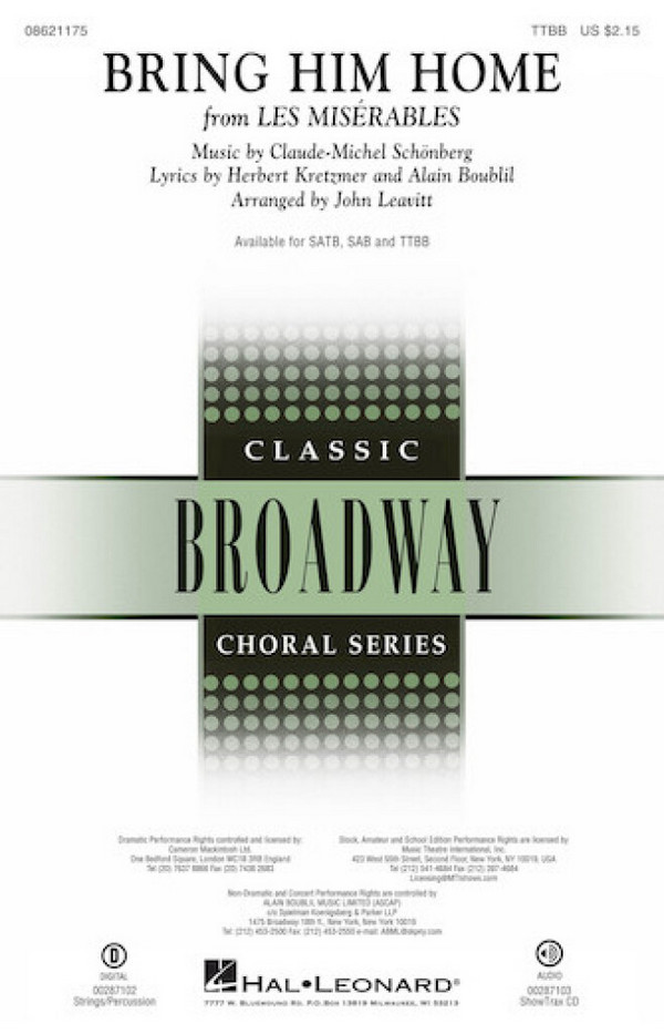 Alain Boublil_Claude-Michel Schönberg_Herbert Kretzmer, Bring Him Home&nbsp;&nbsp;TTBB and Piano&nbsp;&nbsp;Chorpartitur