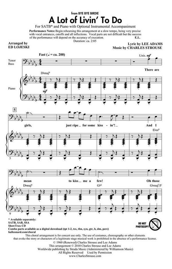 Charles Strouse_Lee Adams, A Lot of Livin' To Do&nbsp;&nbsp;Chor&nbsp;&nbsp;CD