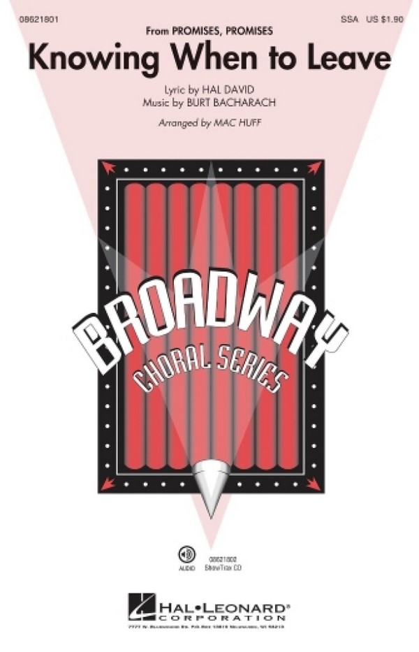 Burt Bacharach, Knowing When to Leave&nbsp;&nbsp;SSA&nbsp;&nbsp;Chorpartitur