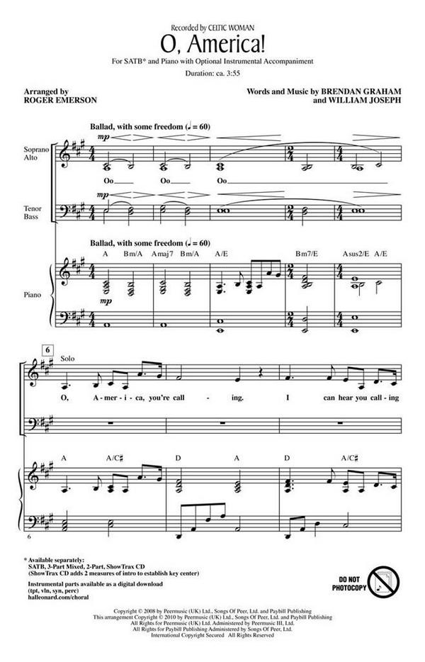 Brendan Graham_William Joseph, O, America!&nbsp;&nbsp;Chor&nbsp;&nbsp;CD