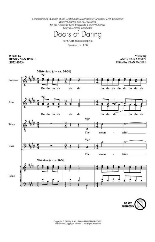 Andrea Ramsey, Doors of Daring&nbsp;&nbsp;SATB a Cappella&nbsp;&nbsp;Chorpartitur
